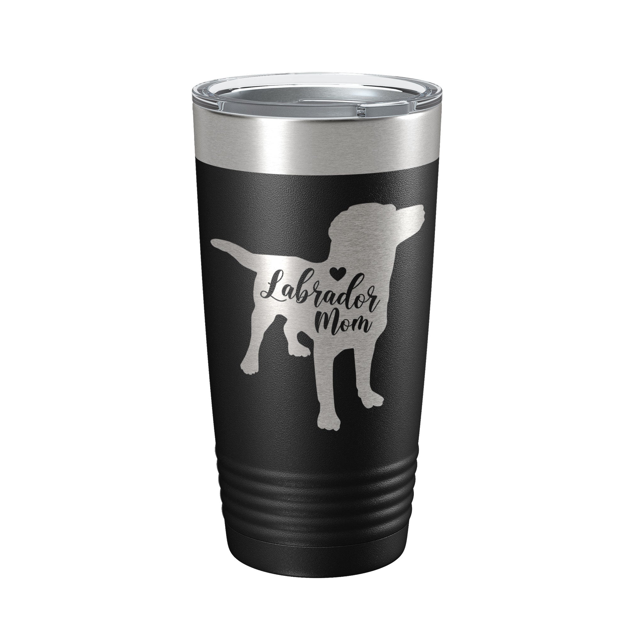 Laser engraved 20 oz stainless steel Labrador Retriever dog mom travel tumbler with clear lid