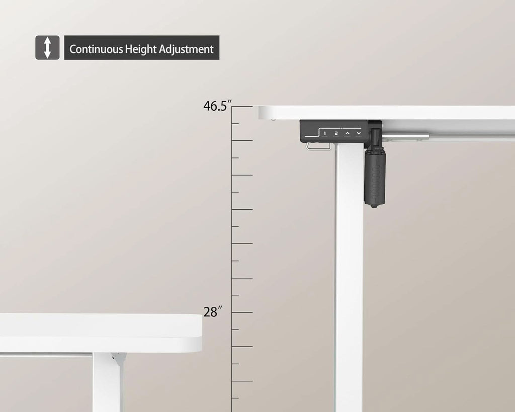 White electric adjustable height standing desk with solid steel frame and spacious 40x24 desktop. — view 5