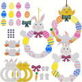 Colorful Easter bunny and chick wreath making kit with self-adhesive EVA foam pieces