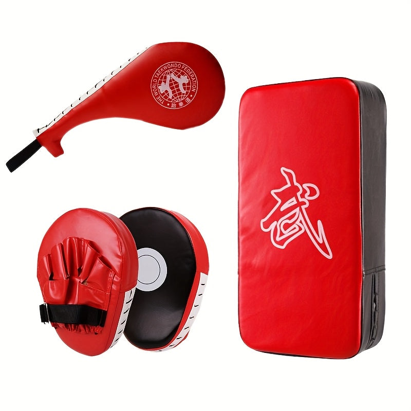 Red curved polyurethane boxing pad set for martial arts and strike training