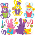 10 piece Easter bunny DIY craft kit with self adhesive lightweight foam rabbit shape decals