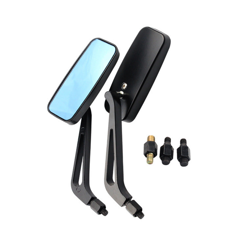 Matte black aluminum motorcycle mirrors with smoke blue anti-glare tinted glass for cafe racers — view 2