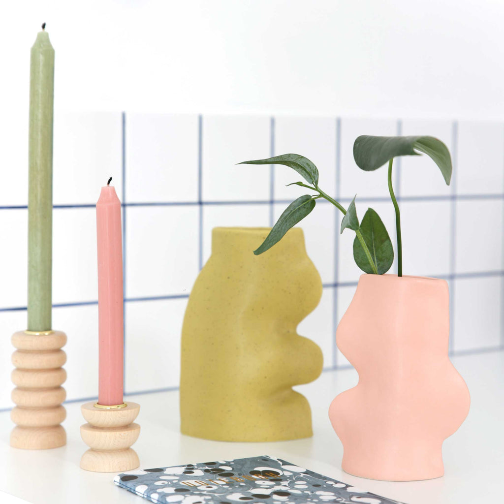 Fluxo Ceramic Vase -  Medium Pink-2