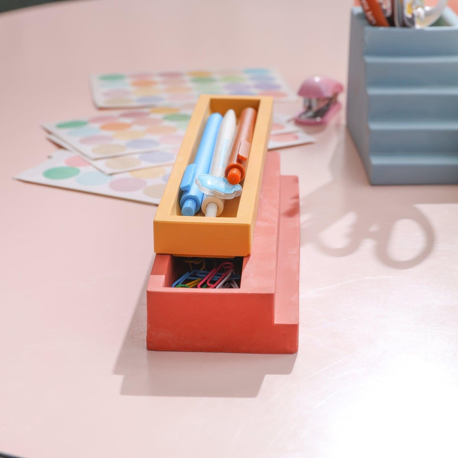 Geometric staircase pen holder silicone mold for concrete and plaster casting craft projects — view 5