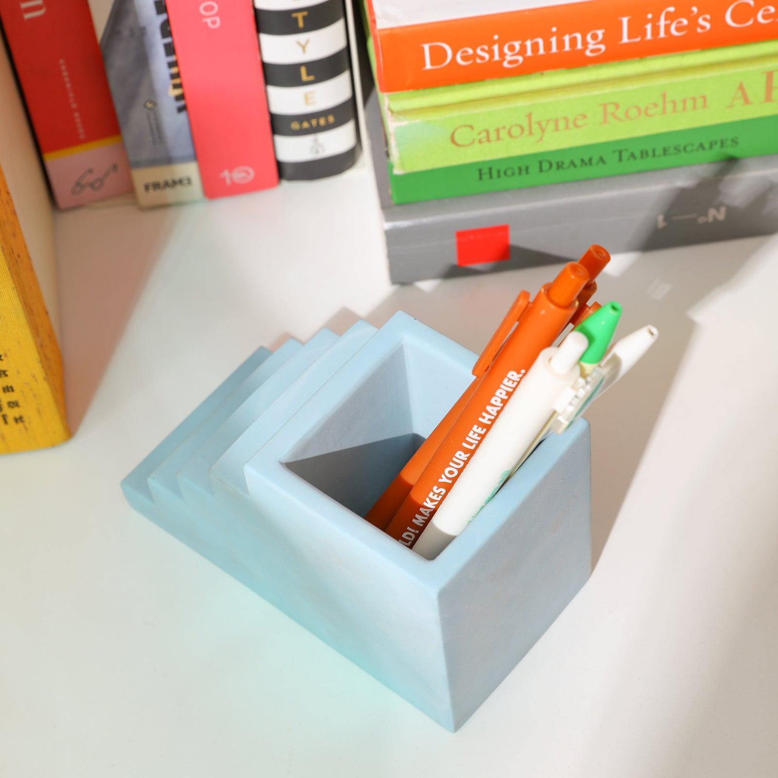 Stairway pen holder silicone mold for crafting geometric desk organizers and modern office storage accessories — view 5