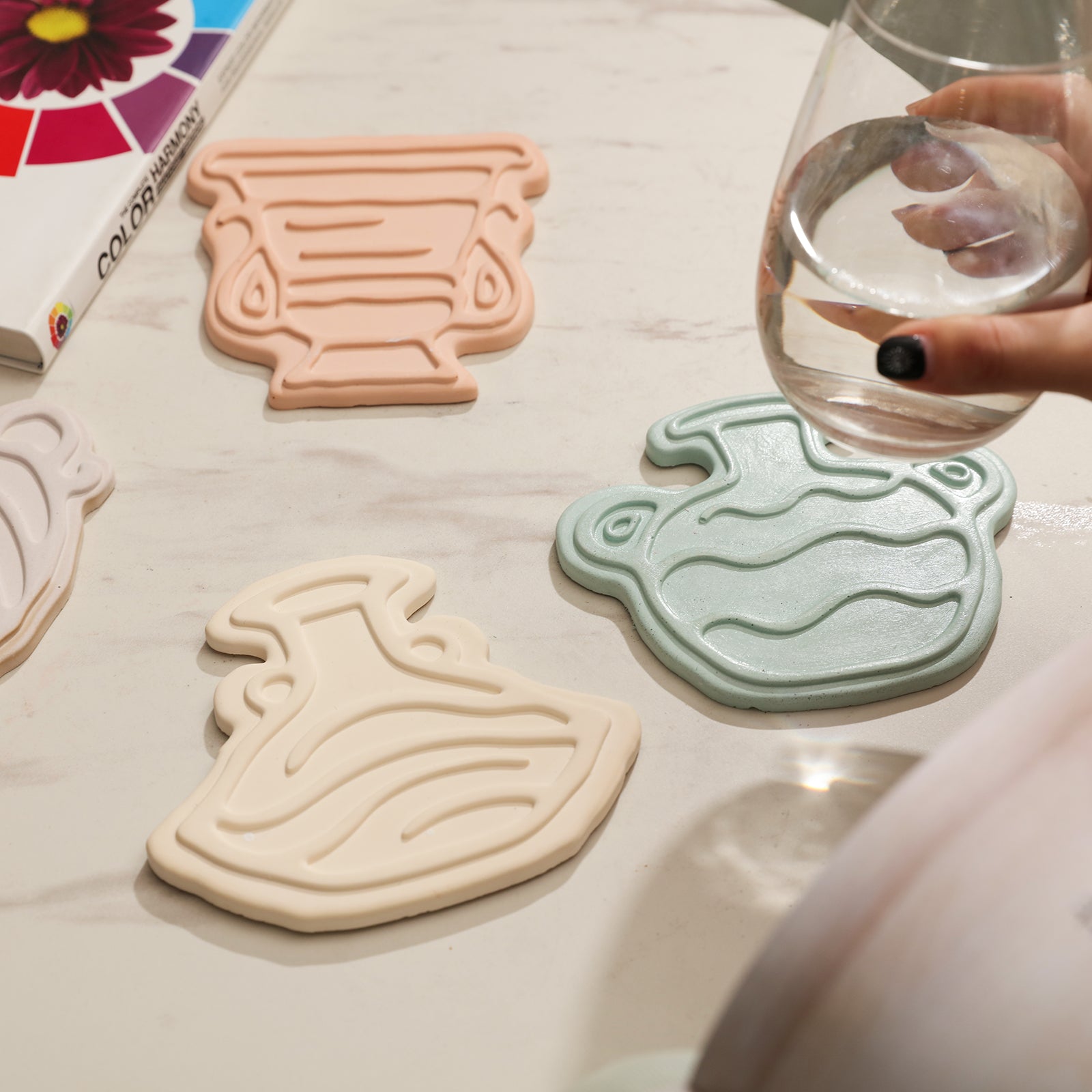 Elegant vase silhouette silicone coaster mold for DIY resin casting and handmade home decor crafts — view 5
