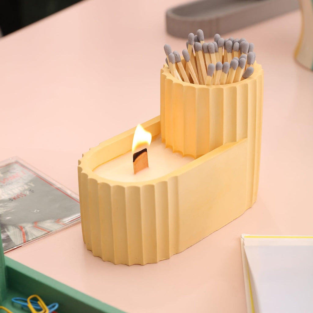 Tall pen holder silicone mold for concrete and plaster casting showing geometric minimalist design — view 5