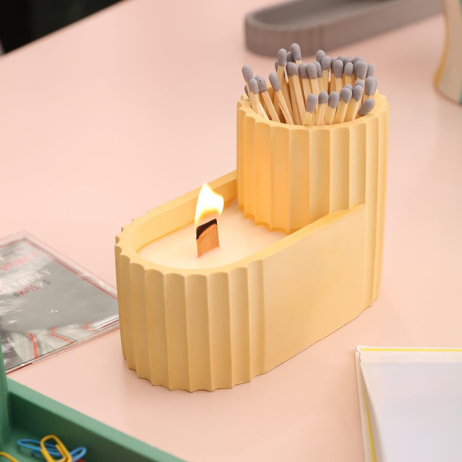 Tall pen holder silicone mold for concrete and plaster casting showing geometric minimalist design — view 5