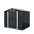 6' x 8' Galvanized Apex Roof Metal Shed, 29 GA Corrugated Metal, 67" Edge Height, TMG-MS0608-0