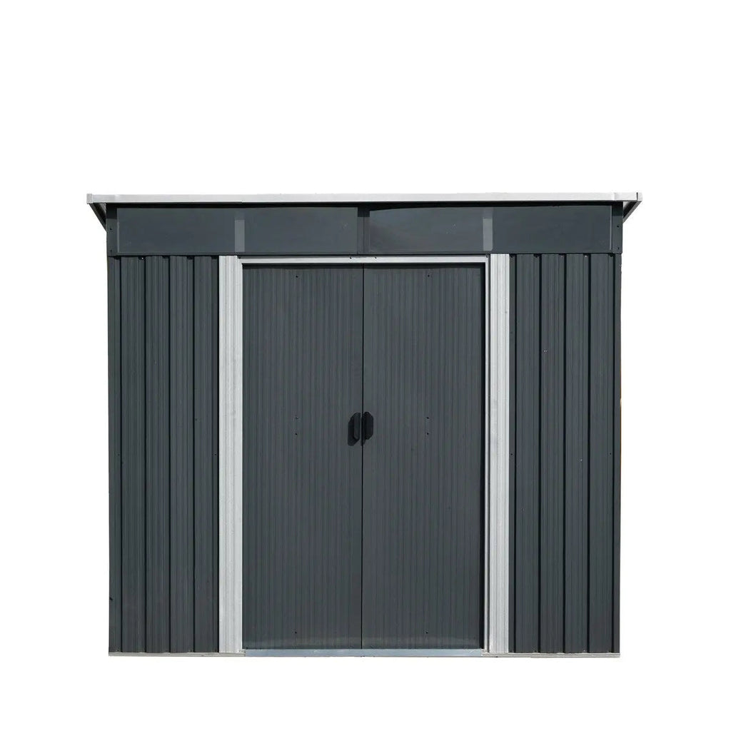 6' x 8' Galvanized Metal Pent Shed w/Skylight, 29 GA Corrugated Metal, 80" Peak Ceiling, TMG-MS0608P-1