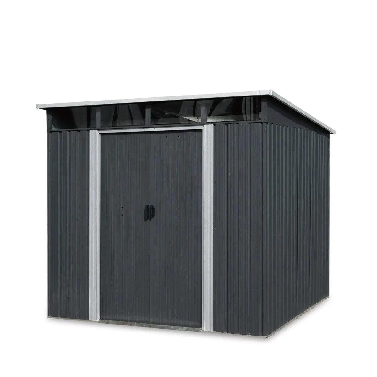 6' x 8' Galvanized Metal Pent Shed w/Skylight, 29 GA Corrugated Metal, 80" Peak Ceiling, TMG-MS0608P-0