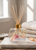 Botanical reed diffuser 6.8oz glass bottle with wooden sticks for natural home fragrance and decor