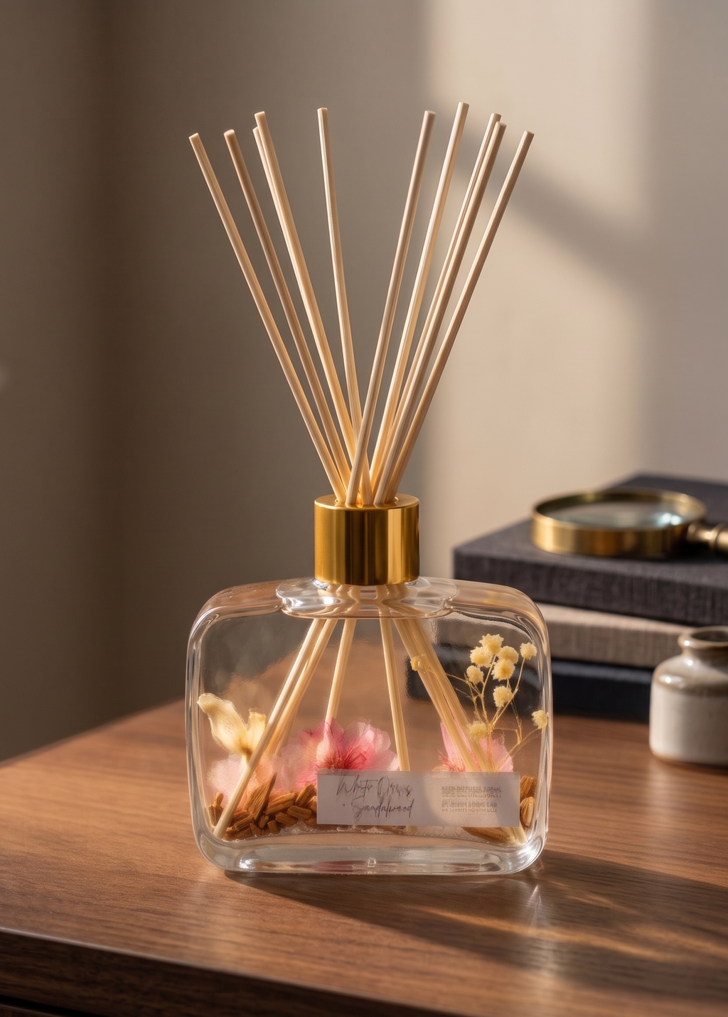 Botanical reed diffuser 6.8oz glass bottle with wooden sticks for natural home fragrance and decor — view 2