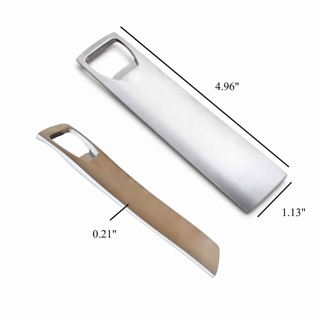 Long rectangle stainless steel bottle opener with a sleek polished finish for modern home bars — view 4