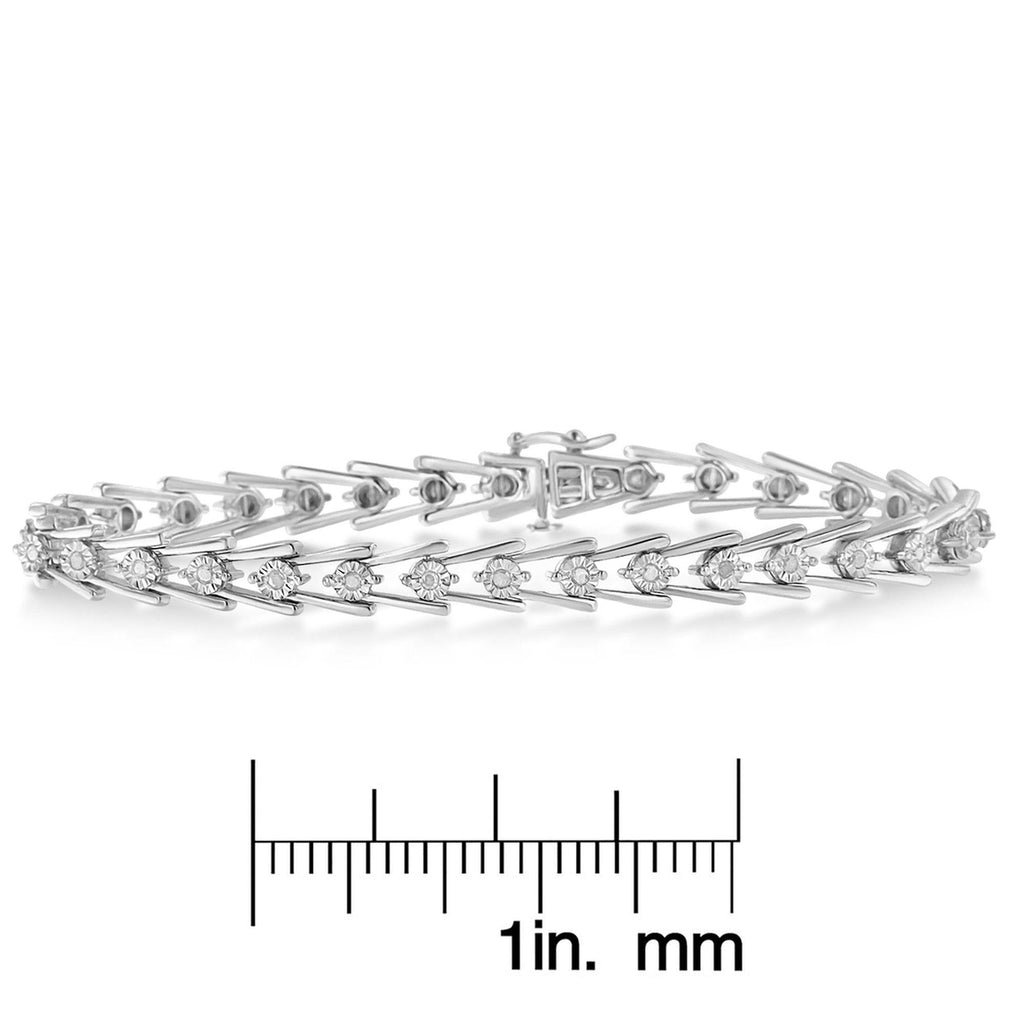 Sterling Silver Diamond Wave-Style Link Bracelet (0.5 cttw, I-J Color, I3 Clarity)-4
