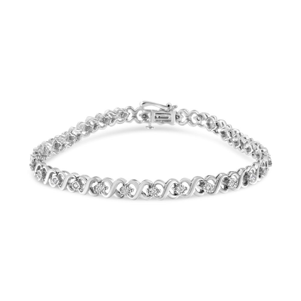 .925 Sterling Silver 1/3 Cttw Miracle Plate Round-Cut Diamond Infinity Link Bracelet  (I-J Color, I3 Clarity)  - Size 7.25"-0
