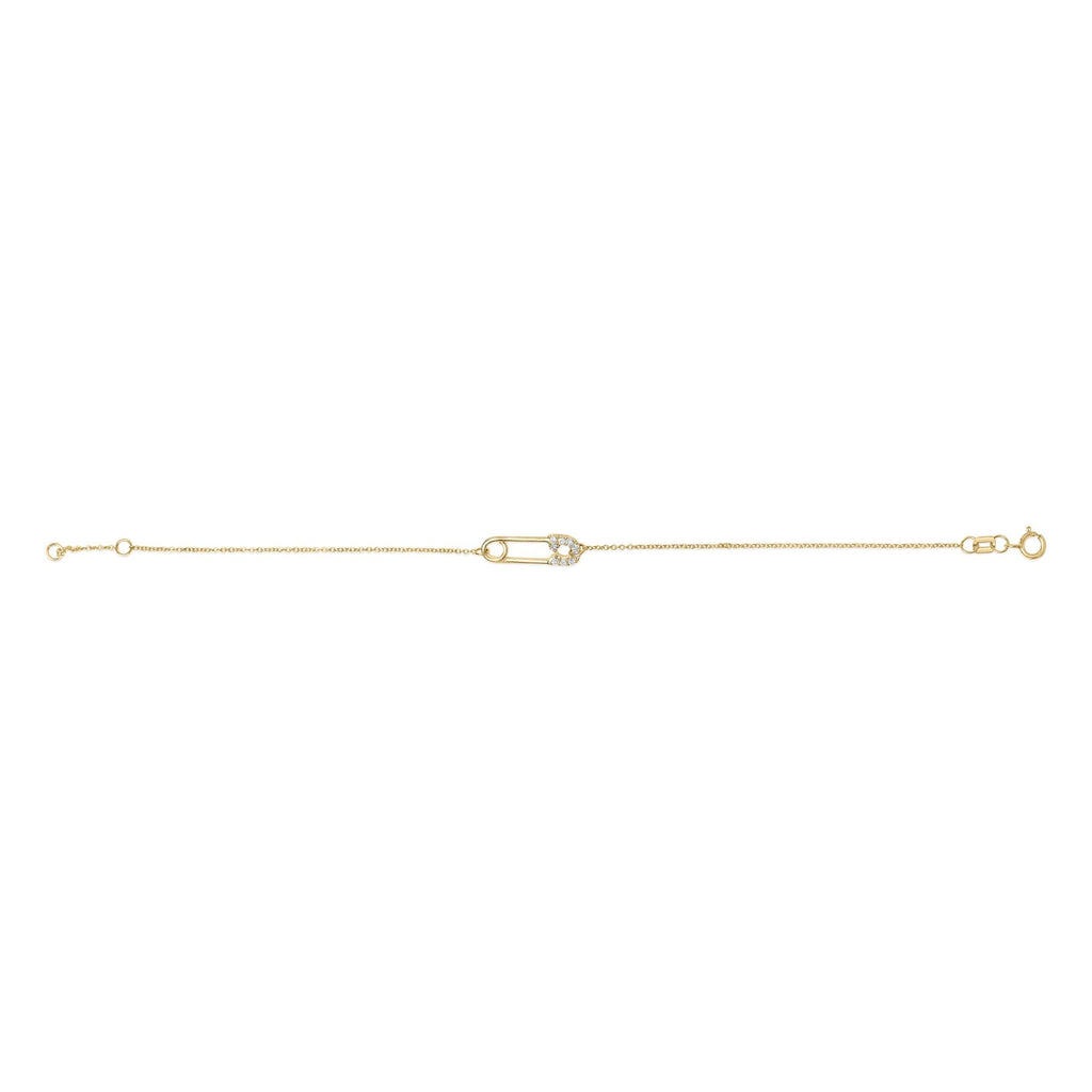 10K Yellow Gold 1/10 Cttw Diamond Paperclip Charm Adjustable Link Bracelet  (I-J Color, I1-I2 Clarity) - 7.25 Inch-3