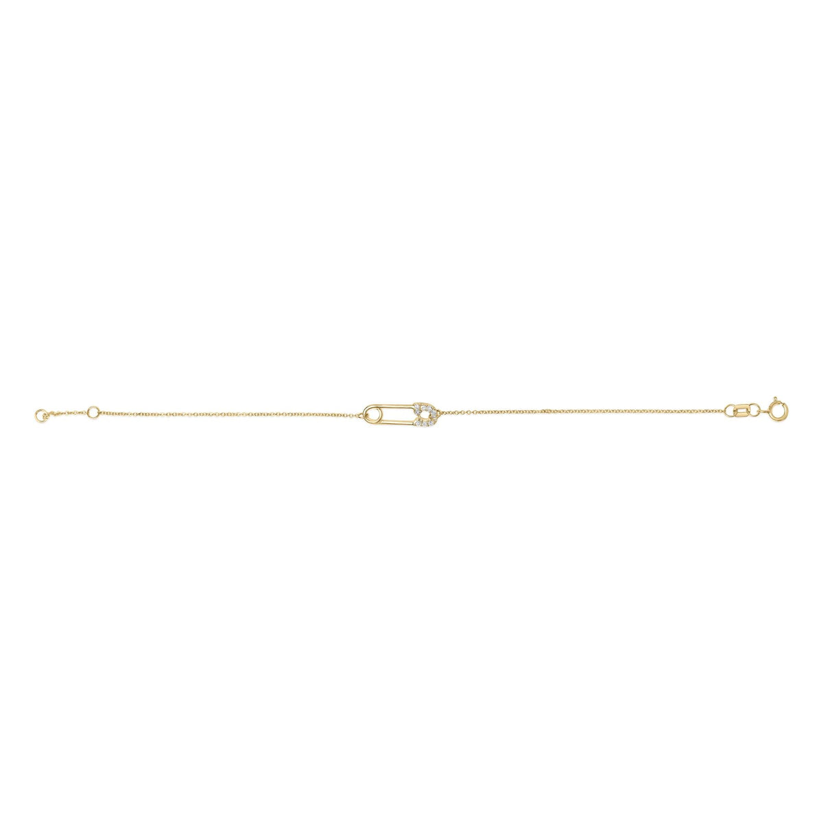 10K Yellow Gold 1/10 Cttw Diamond Paperclip Charm Adjustable Link Bracelet  (I-J Color, I1-I2 Clarity) - 7.25 Inch-3
