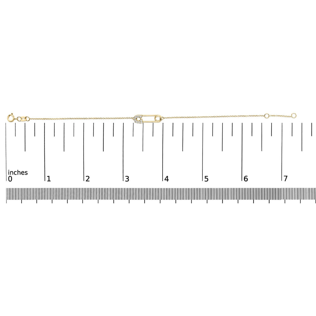 10K Yellow Gold 1/10 Cttw Diamond Paperclip Charm Adjustable Link Bracelet  (I-J Color, I1-I2 Clarity) - 7.25 Inch-4