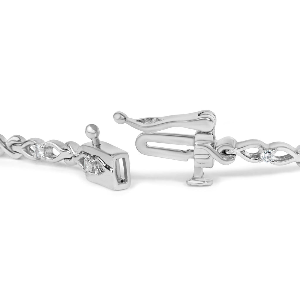 925 Sterling Silver 1/4 Cttw Round Diamond Infinity and X-Link Bracelet-1