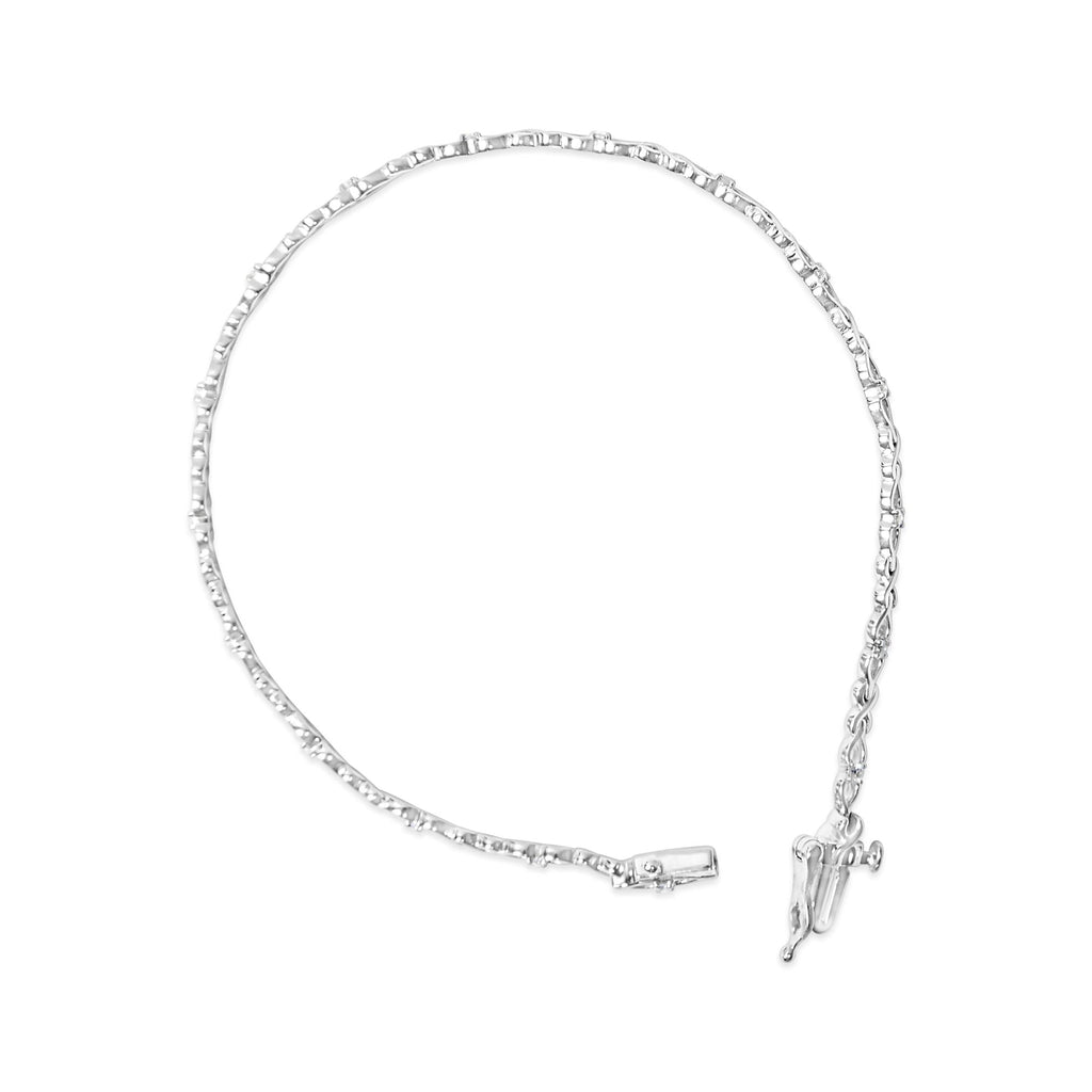 925 Sterling Silver 1/4 Cttw Round Diamond Infinity and X-Link Bracelet-3