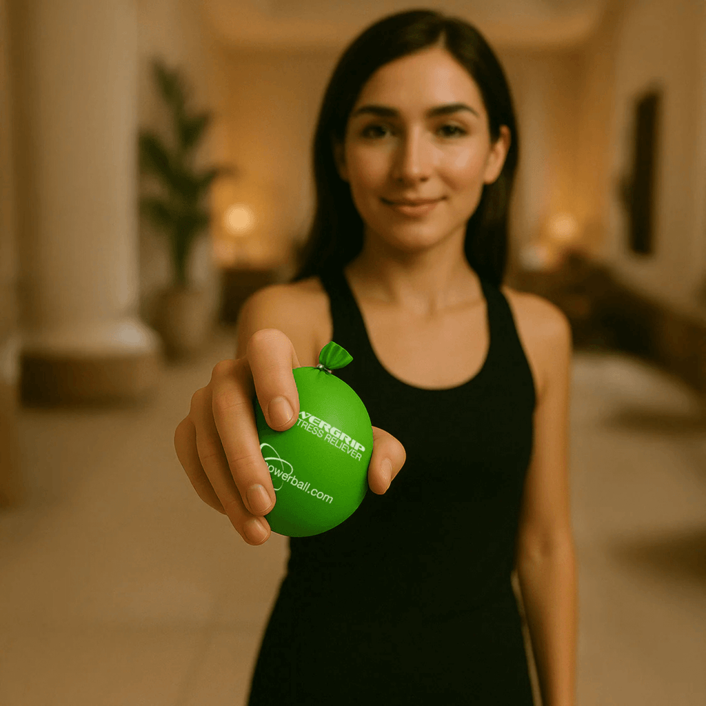 Round DFX power grip stress ball for hand massage, fidget control, and hand strength therapy — view 5