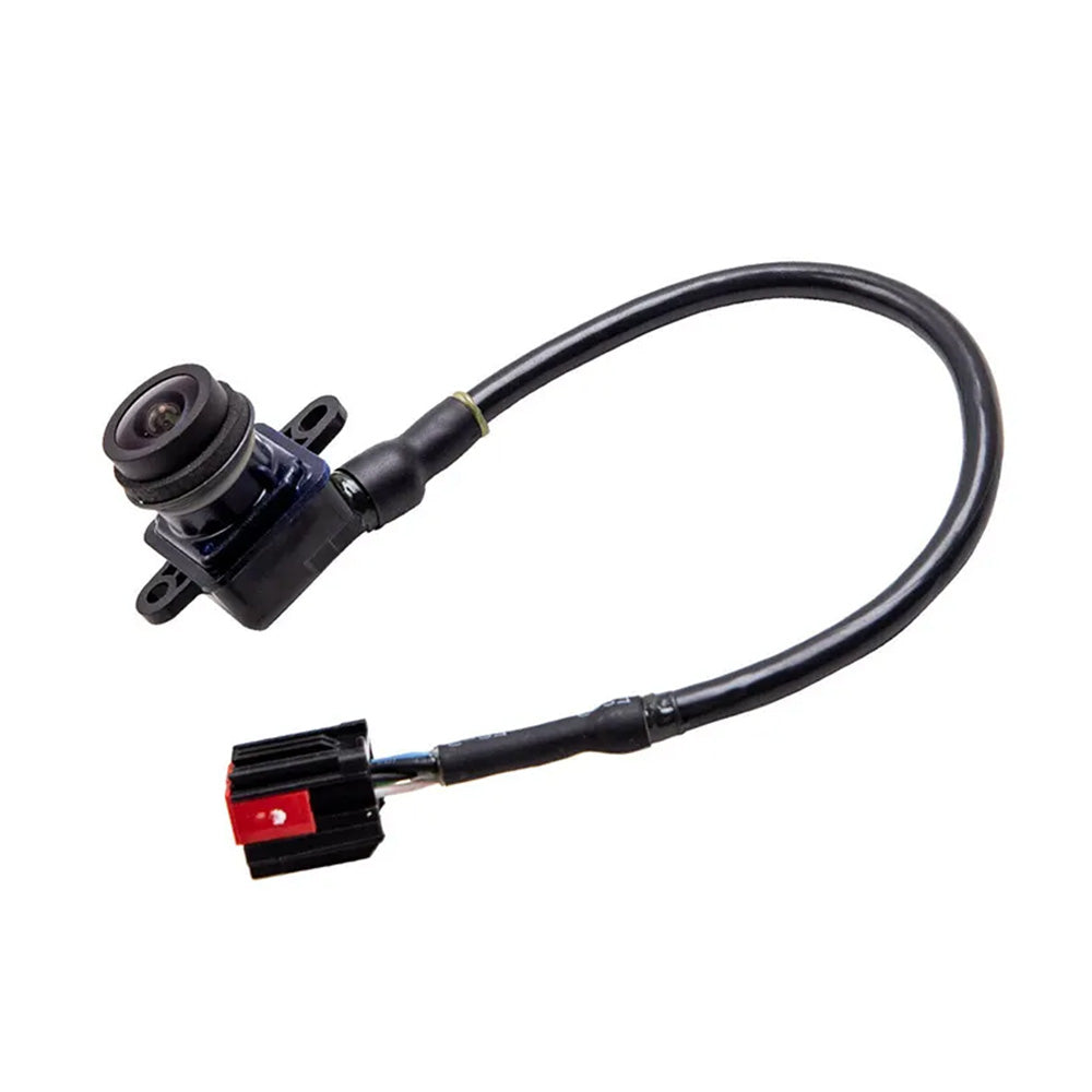 Rear backup camera replacement part with black housing and electrical connector for vehicle rear view