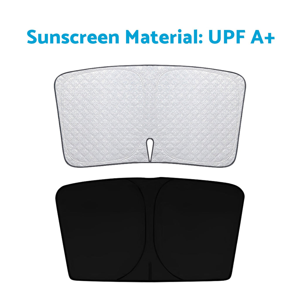 6-layer thick aluminum windshield sun shade for VW T-Roc with black storage bag — view 5