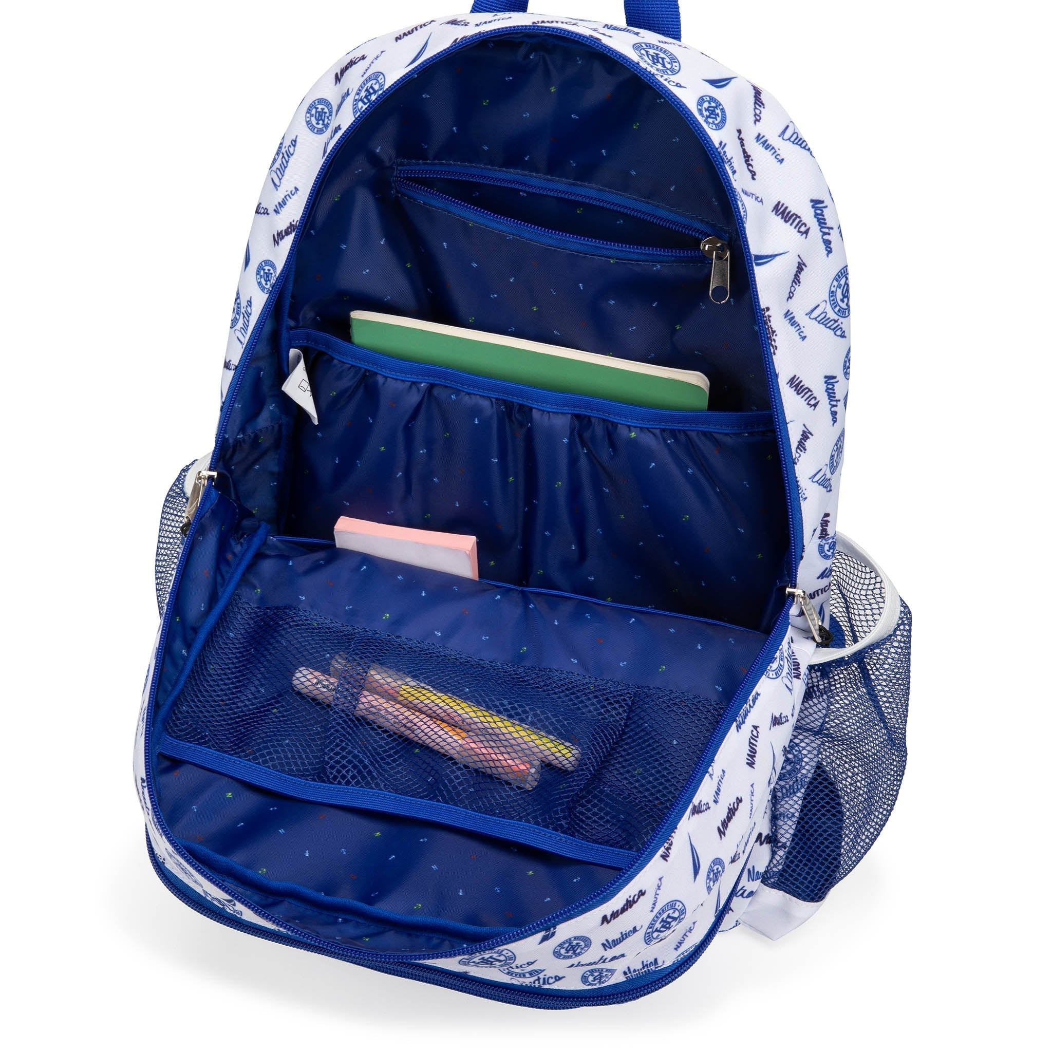 Nautica Varsity kids backpack in durable polyester with padded straps, laptop sleeve, and multiple pockets — view 3