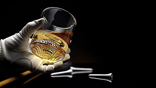 Golf ball whiskey glasses set of two clear tumblers with textured base design. — view 2