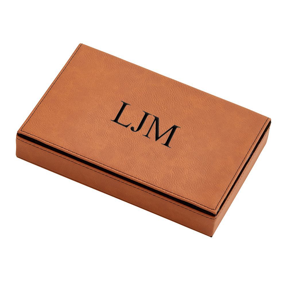Caramel faux leatherette poker set case with two decks of playing cards and five dice — view 4