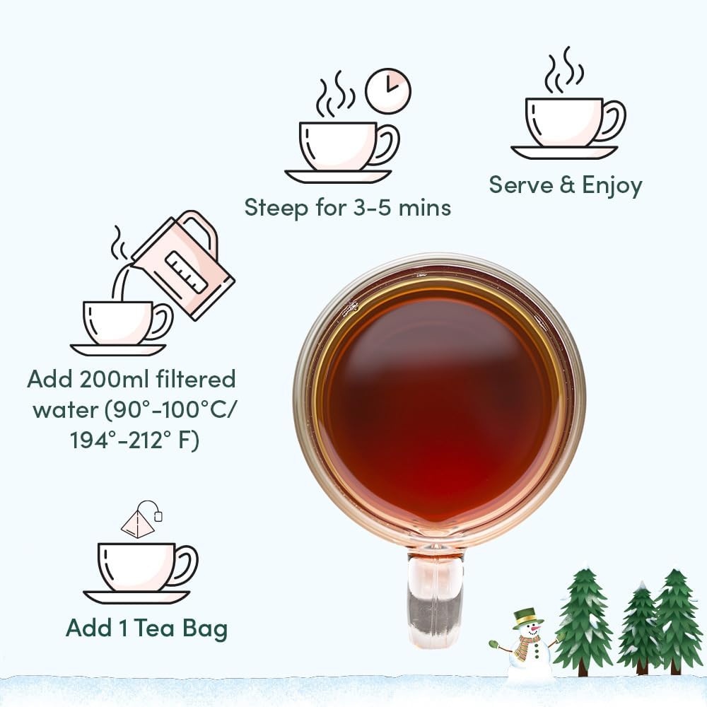 Vahdam Christmas tea gift set featuring 24 festive flavors and 120 premium pyramid tea bags — view 4