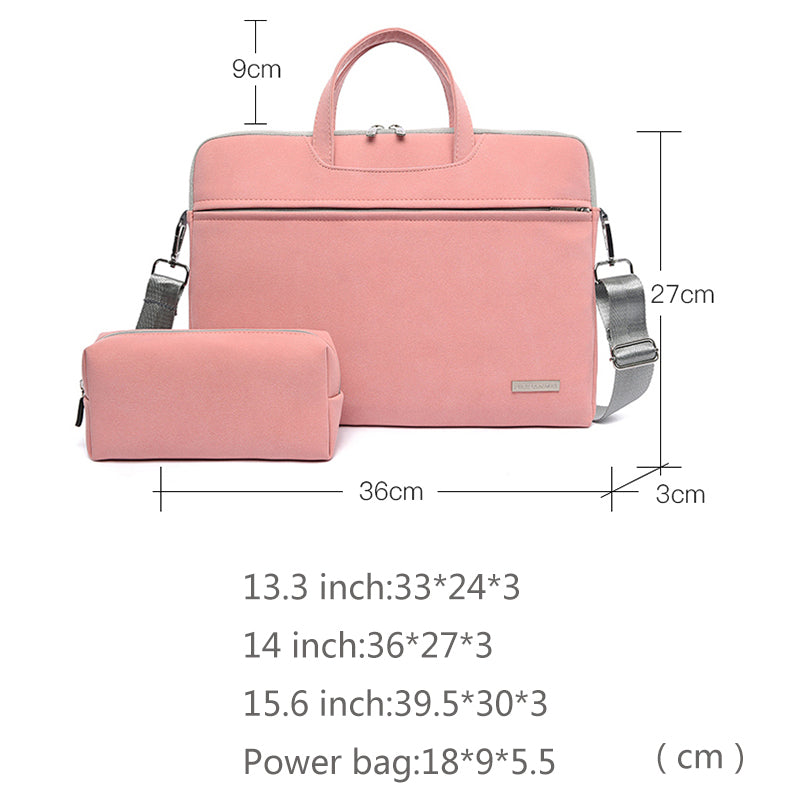 Waterproof PU leather laptop bag with adjustable shoulder strap and matching small accessory mouse pouch. — view 5