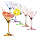 Multi-colored crystal martini glasses set of six with elegant gold rims for entertaining
