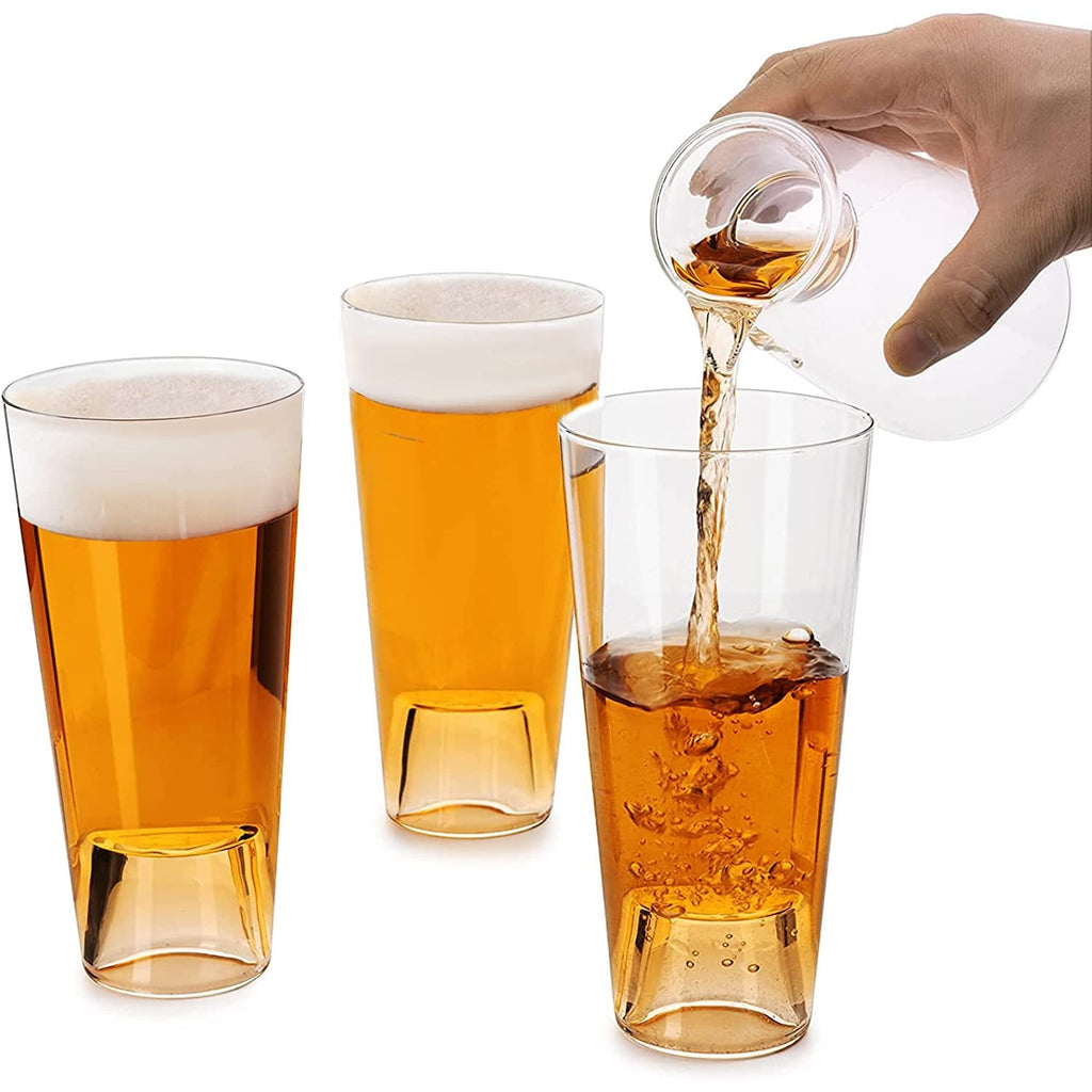Set of four clear lead-free crystal double duty tall beer pint and shot glasses — view 5