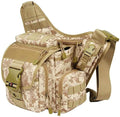 Tactical outdoor camera bag in waterproof 1000D nylon featuring crossbody messenger strap and MOLLE webbing