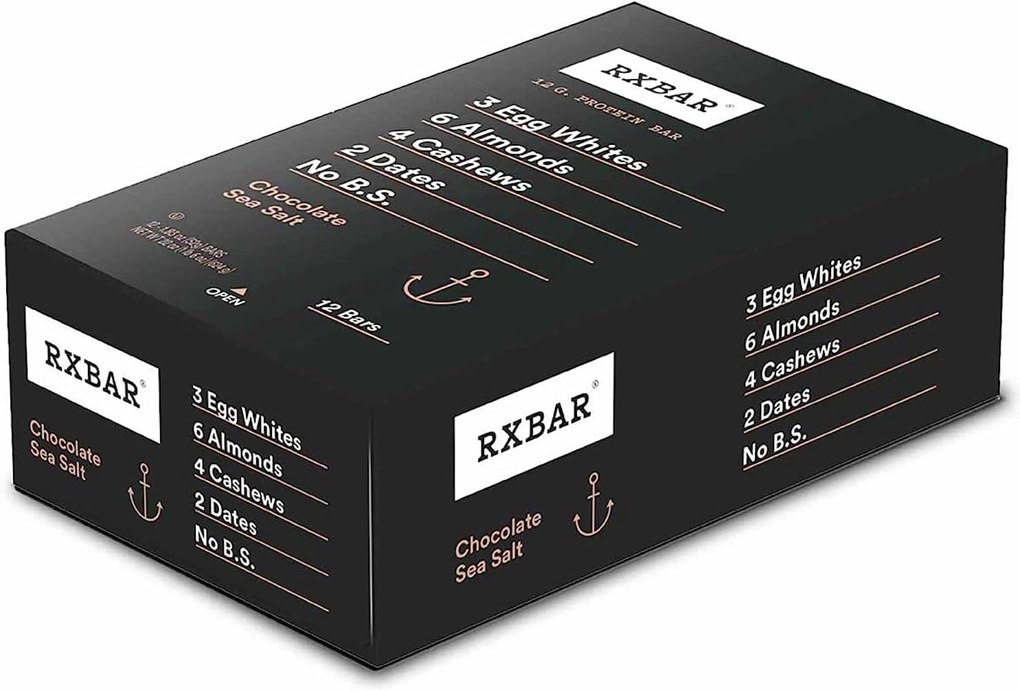 12 count box of Chocolate Sea Salt protein bars with pure chocolate and wholesome ingredients