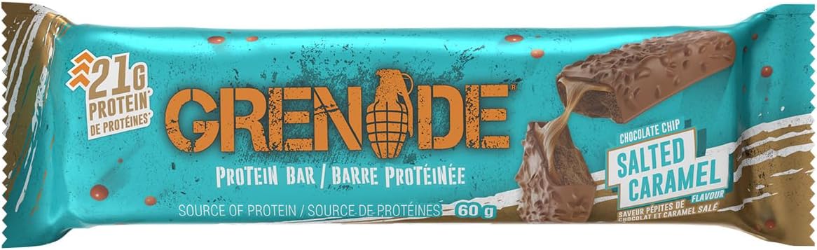 Grenade salted caramel protein bar with chocolate coating and protein nougat inside, box of 12 — view 3