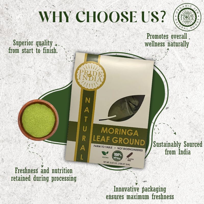 Premium Grade Pure & Raw Sun-dried Moringa Leaf Ground, (3.53oz - 100gm)-3