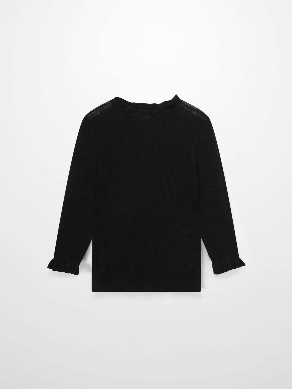 Ruffle Sweater-Black-1