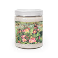 9oz Eco-Friendly Scented or Unscented Soy Wax Candle Jar with 'Pink Blooms' Floral Artwork by American Artist Barbara Cleary-1