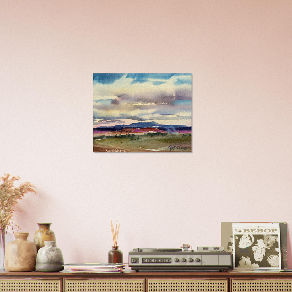 ‘Tranquil Mountain View 1’ Landscape Watercolor I 16x20 Museum-Quality Matte Paper Poster | Original Artwork by American Artist Barbara Cleary I F96-3