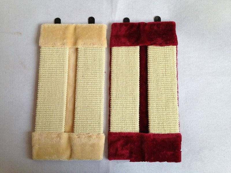 Beige foldable eco-friendly cat scratcher made of natural sisal rope and soft plush fabric — view 2