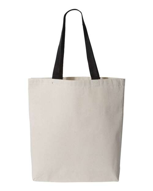 Heavy 11L canvas tote bag with contrast color nylon handles and natural cotton fabric. — view 2