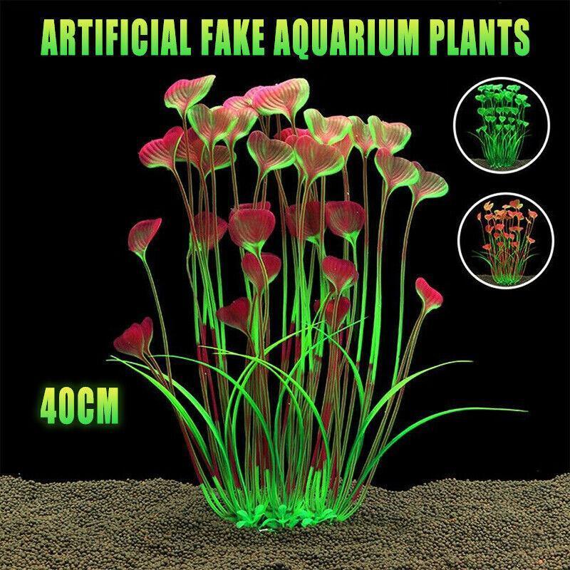40cm artificial water plant for aquarium decoration available in vibrant pink green and red colors