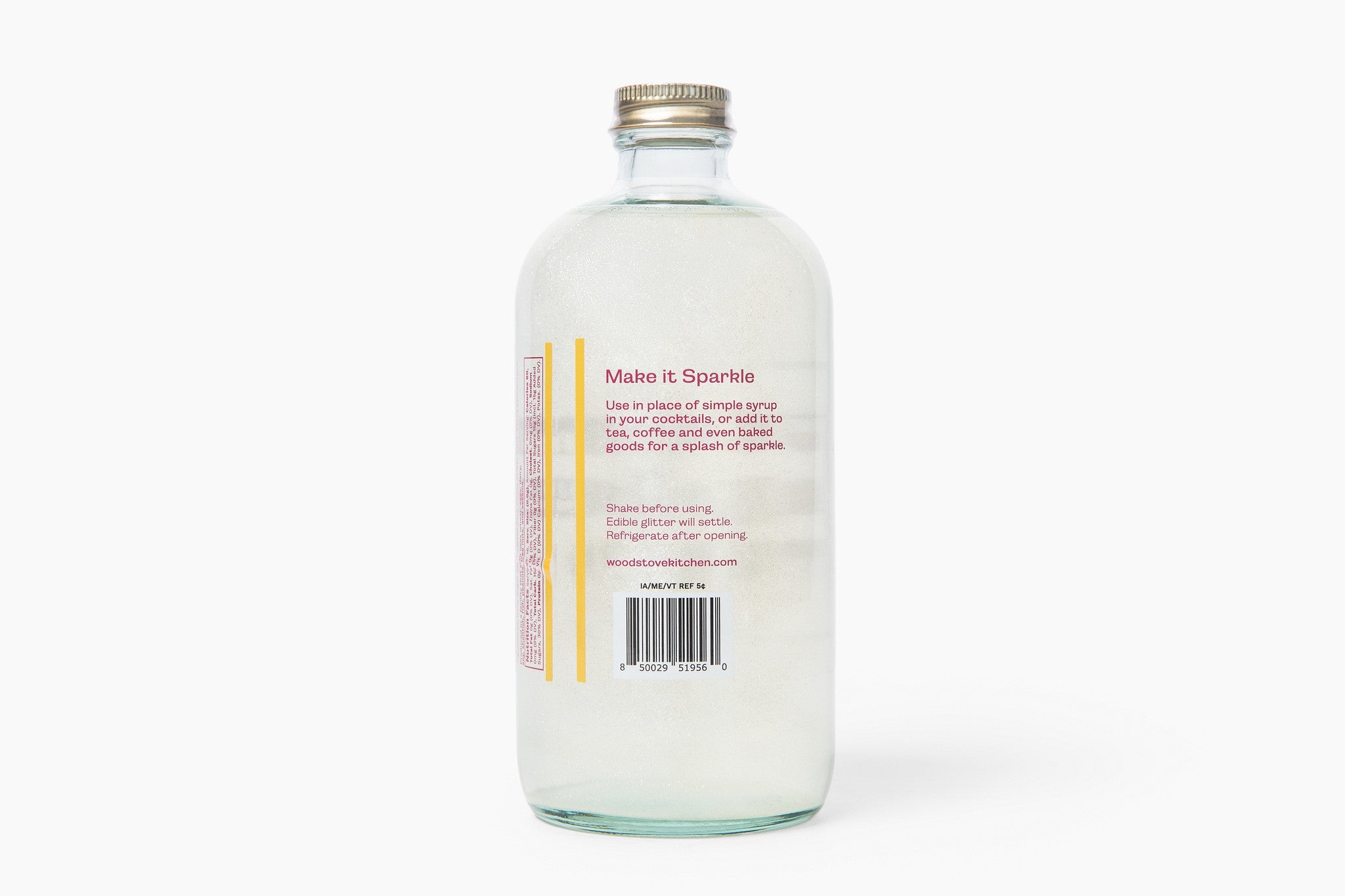 Glitter simple syrup in a sixteen ounce bottle, shimmering liquid for artisanal cocktails and mocktails — view 3