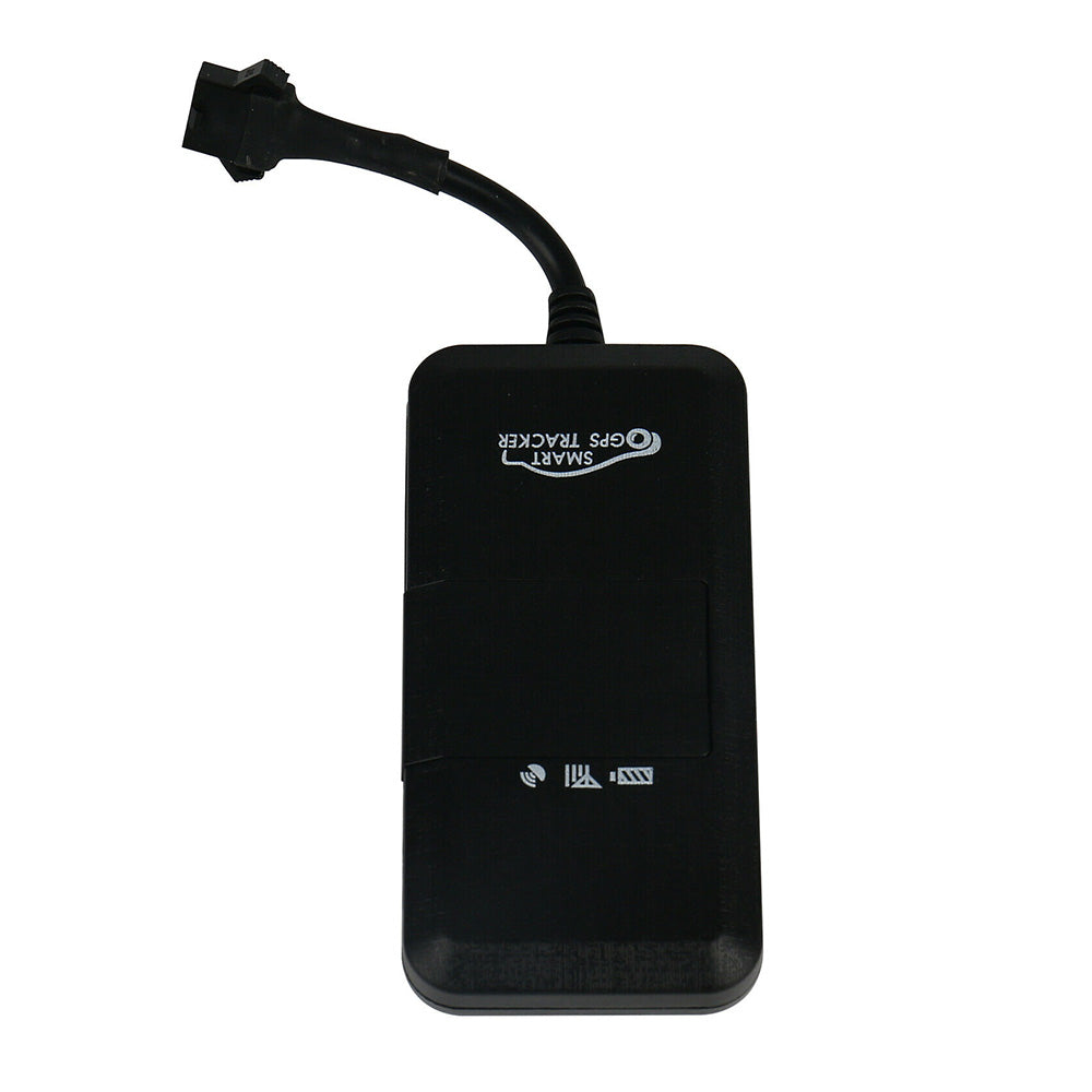 Black compact 4G vehicle GPS tracker device with connecting wire and installation cable — view 2