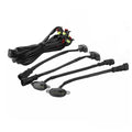 Four piece smoked lens white LED truck grille running lights with included wiring harness setup