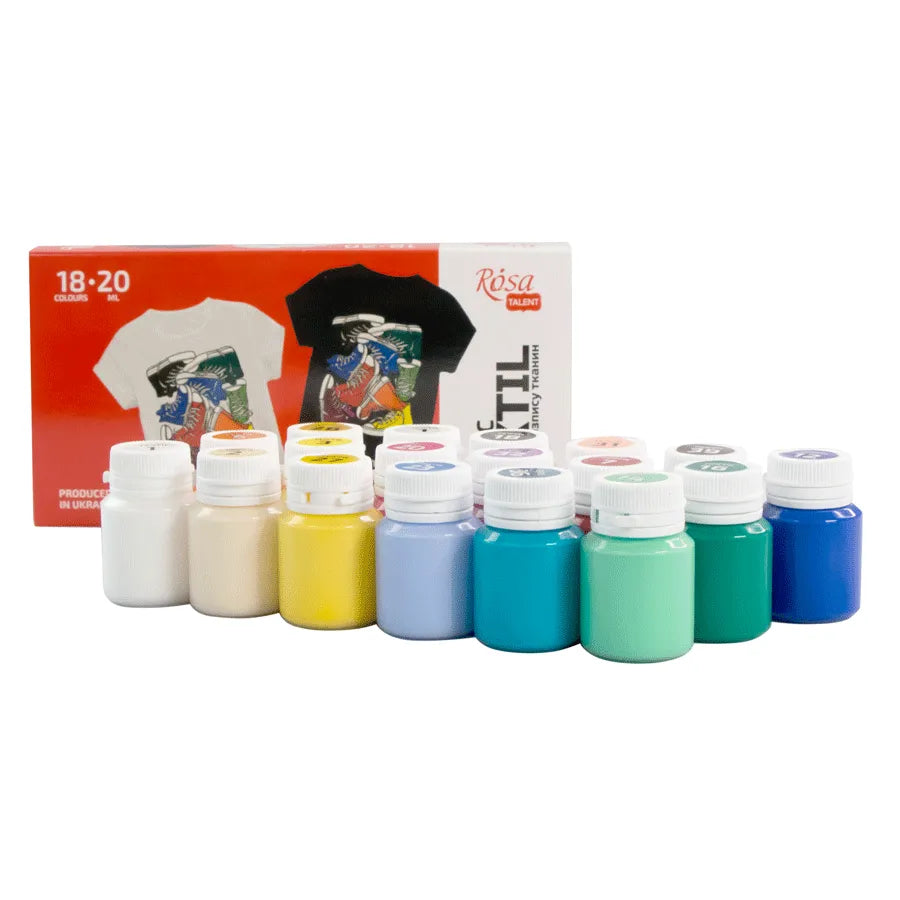 18 vibrant water-based fabric acrylic paint jars for custom clothing and detailed textile art crafts — view 4