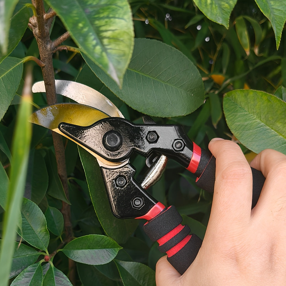 Heavy-duty carbon steel pruning garden shears with ergonomic handles for trimming plants and shrubs — view 3